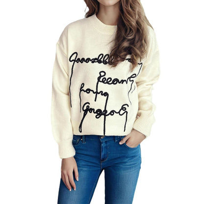 Damen Oversized-Pullover Eveloria mit Schriftzug