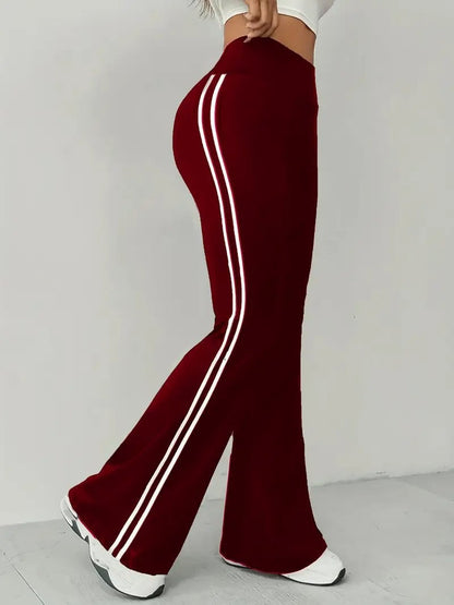 Damen Sportleggings Flared Bein Streifen Eveloria