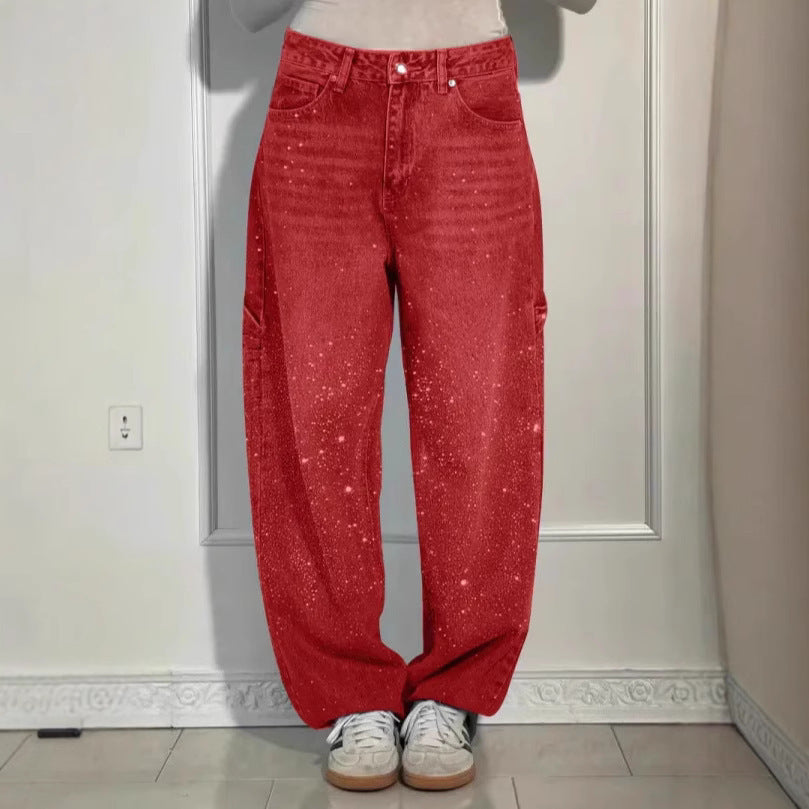Damen Glitzer-Jeans Baggy-Style Eveloria