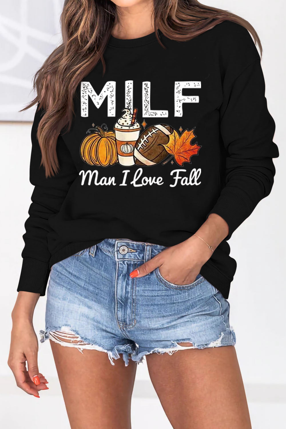 Damen Sweatshirt Herbstlich Essenzen Motiv Weiss