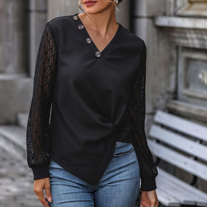 Damen Oberteil Spitze Knopfdetails Eveloria - Eveloria