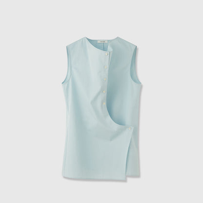 Damen Ärmelloses Hemd Asymmetrischer Schnitt Eveloria