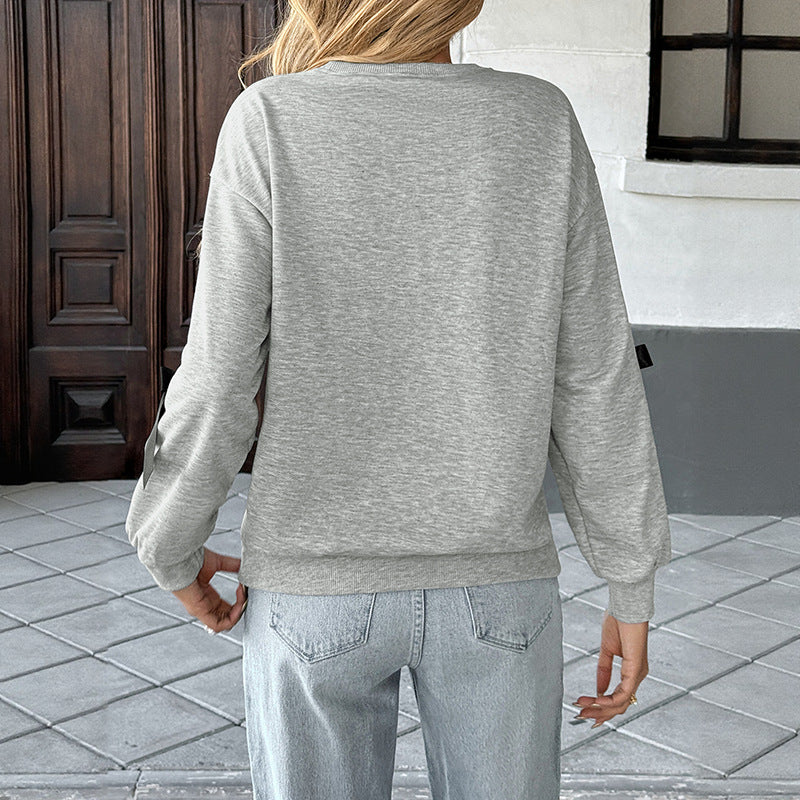 Damen Sweatshirt Dekorative Satinschleifen Eveloria