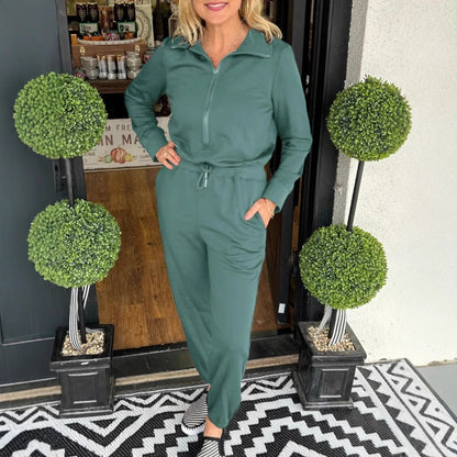 Damen Jumpsuit Stehkragen Taschen Eveloria