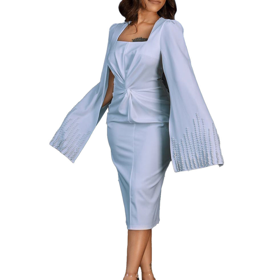 Damen Kleid Figurbetont Stylischer Bindegürtel Elegante Ärmel Eveloria