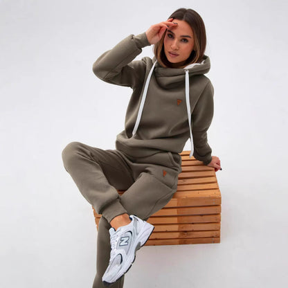 Damen Sport-Outfit Hoodie und Jogginghose Set Hochkragen