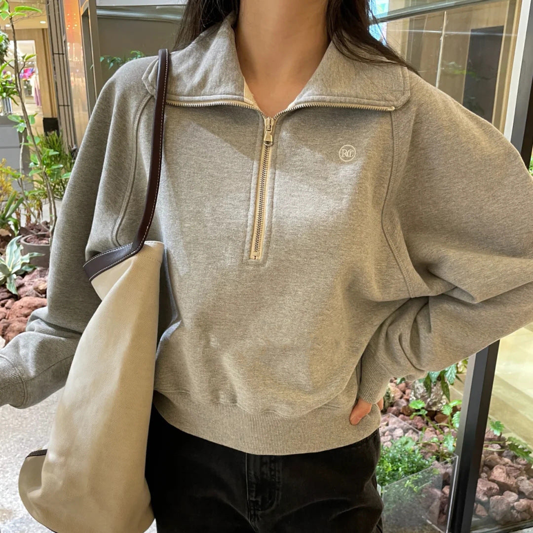 Damen Kapuzensweater Halbreißverschluss Eveloria