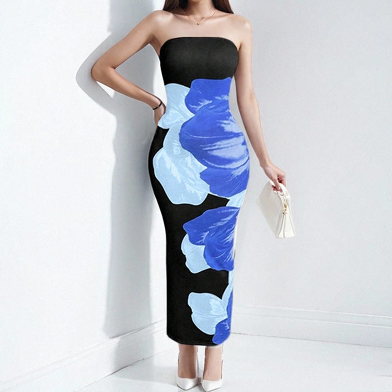 Damen Langkleid Floralmuster Eveloria