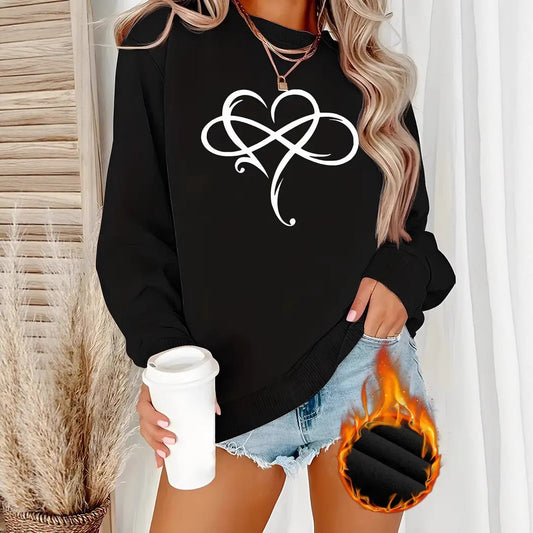 Damen Sweatshirt Herzdesign Entspannt Eveloria - Eveloria
