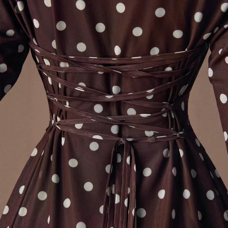Damen Mini-Kleid Gepunktet mit transparenten Ärmeln