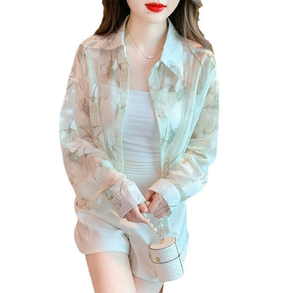 Damen Bluse Transparent Floralmuster Eveloria