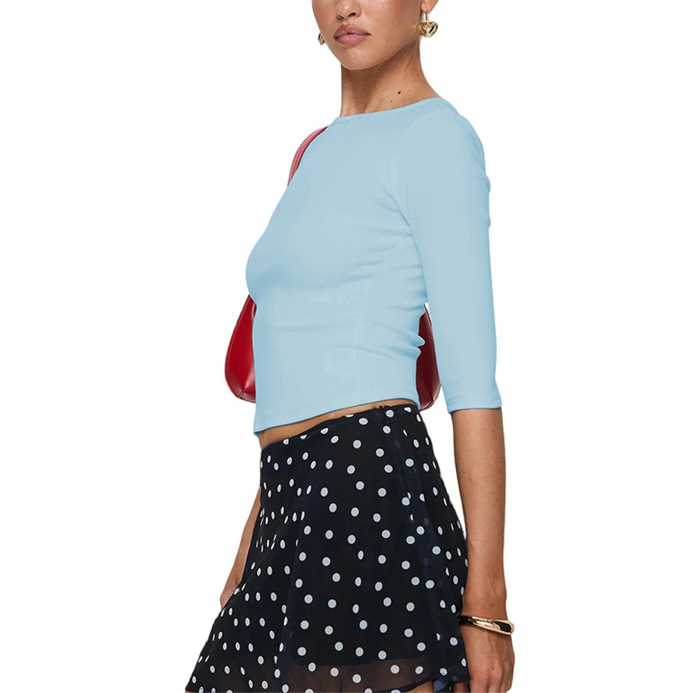 Damen Langarmshirt Rundhalsausschnitt Figurschmeichelnd