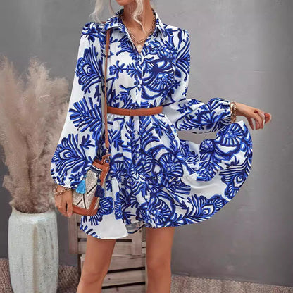 Damen Hemdblusenkleid Floralmuster Leichter Stoff Eveloria