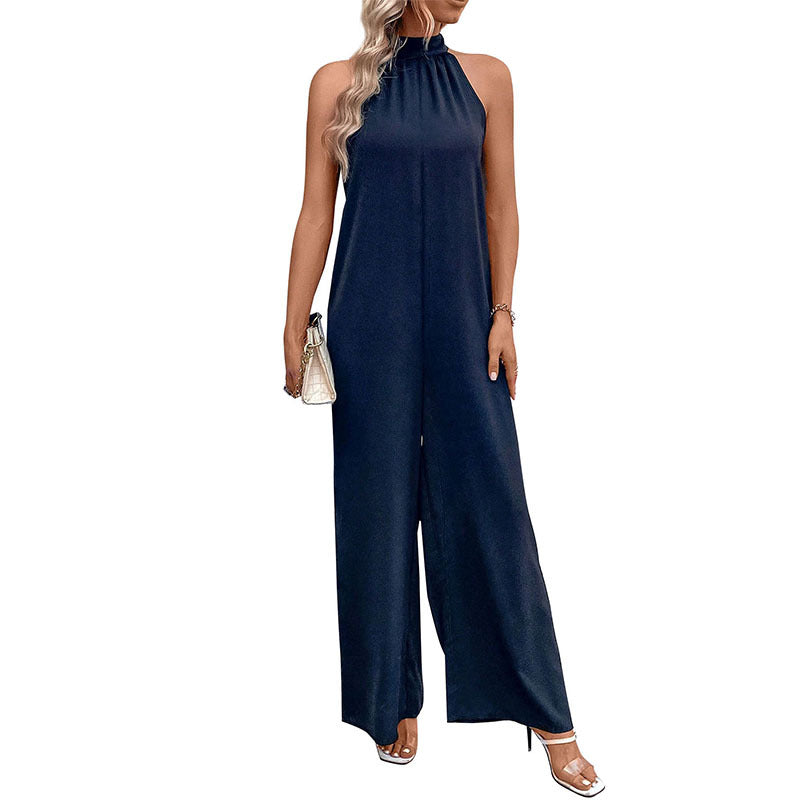Damen Jumpsuit Hochhalter Weites Bein Eveloria
