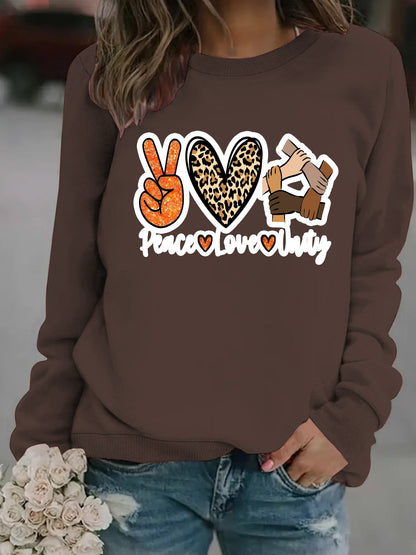 Damen Sweatshirt Peace Love Unity Motiv Eveloria