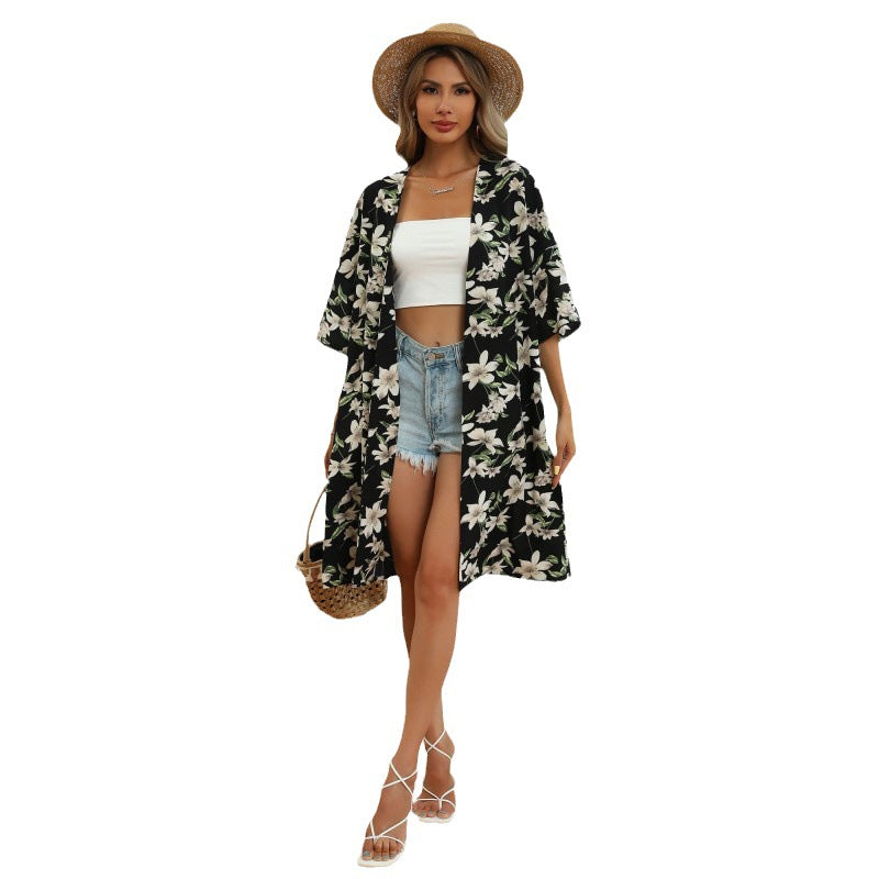Damen Kimono Floralmuster Lässiger Schnitt Eveloria