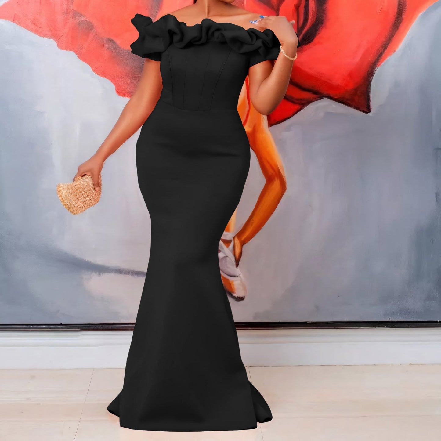 Damen Wickelkleid Elegantes Design Voluminöser Kragen Eveloria