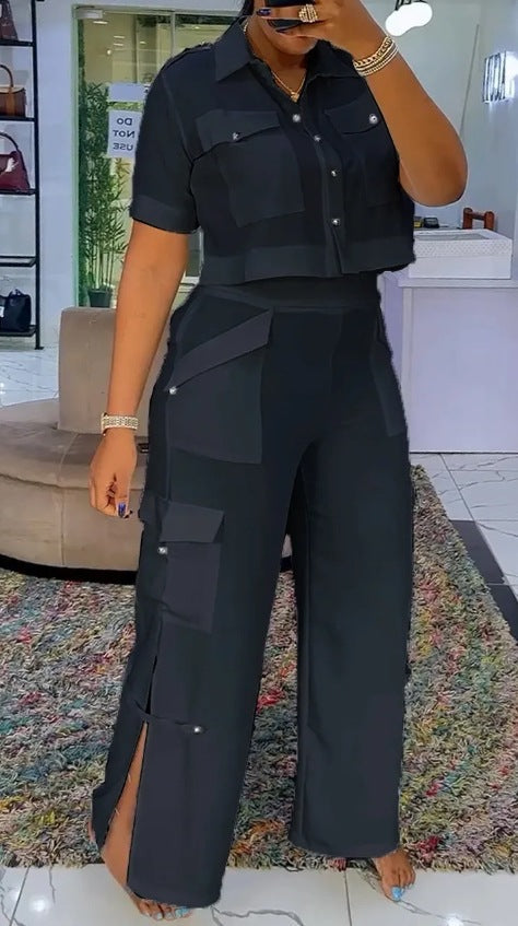 Damen Crop- und Cargo-Hosen Set Eveloria