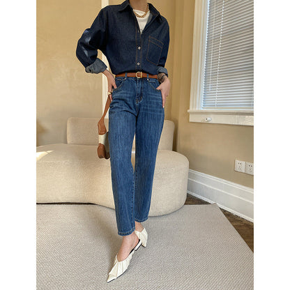 Damen Denim-Überjacke Lässig Blau Eveloria