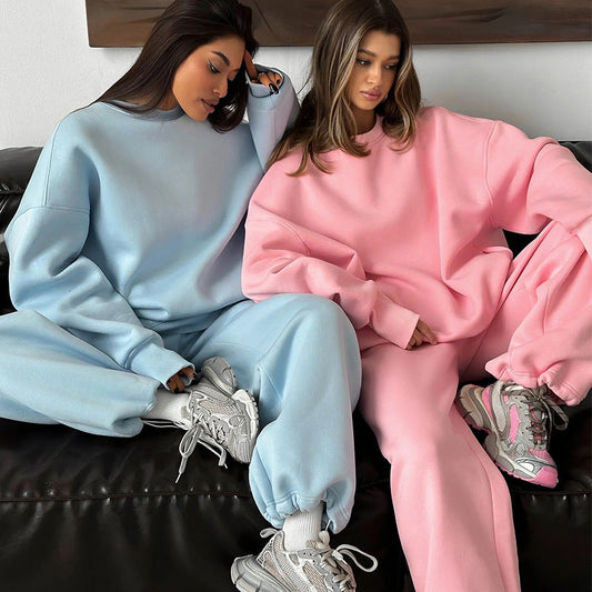 Damen Oversized Sweatshirt Jogginghose Set Grau Eveloria - Eveloria