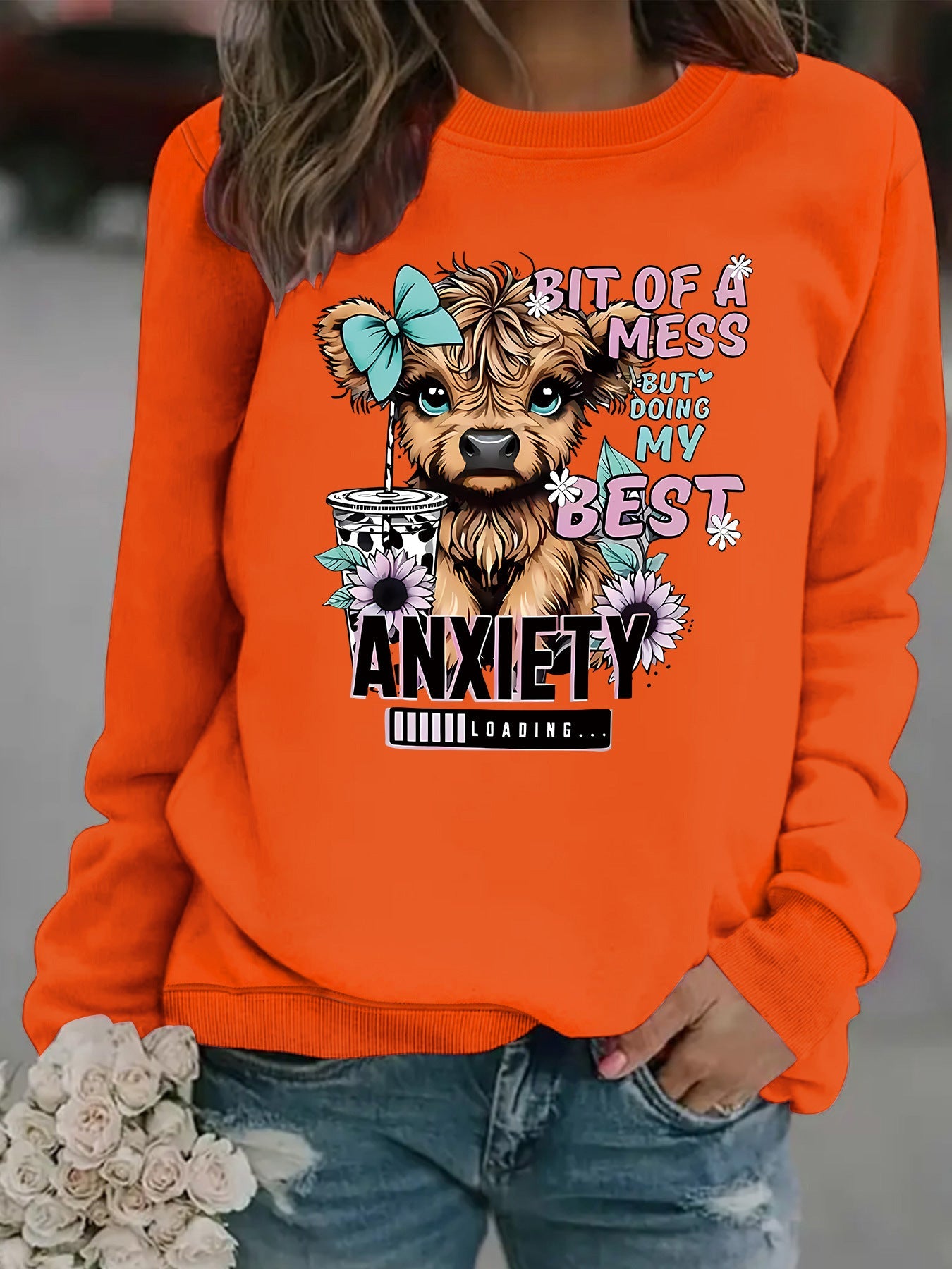 Damen Sweatshirt Hundedesign Weiss