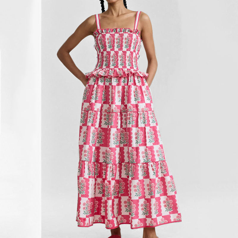 Damen Maxikleid Rüschendetails Floralmuster Eveloria