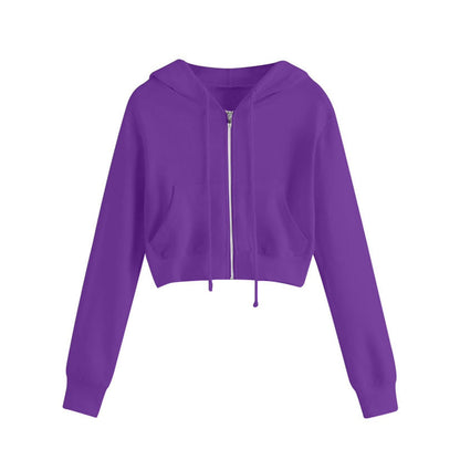 Damen Hoodie Kurz Reißverschluss Kängurutasche Eveloria