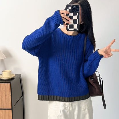 Damen Strickpullover mit Kragen und Knöpfen