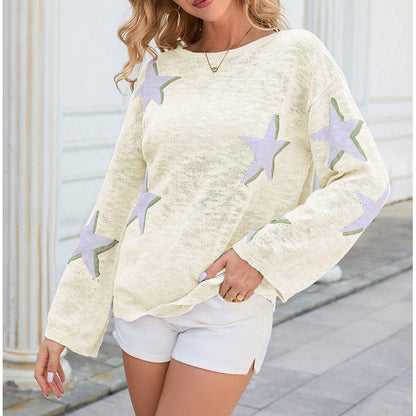 Damen Strickpullover Sternen-Design Eveloria