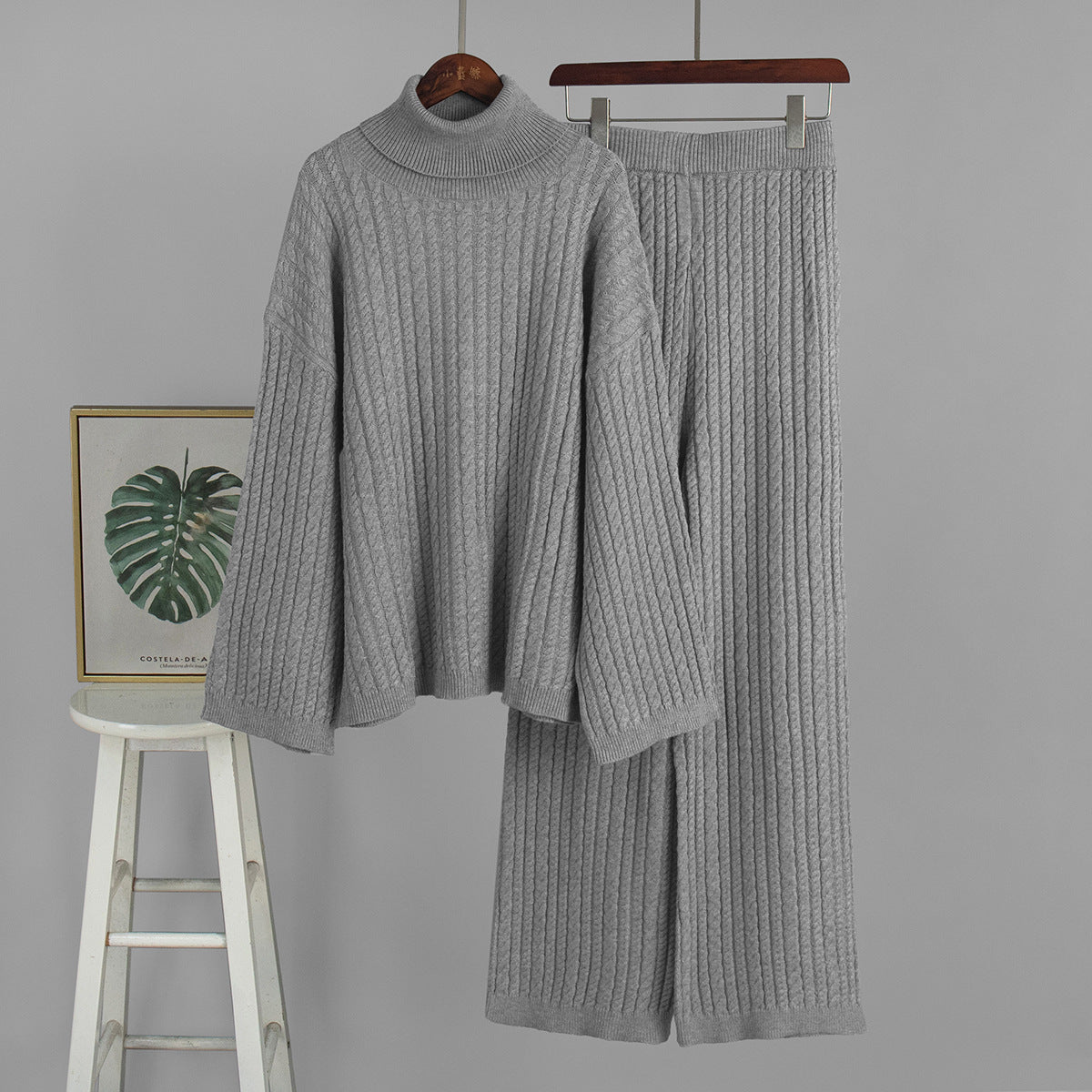Damen Strickanzug Hohler Kragen Weites Design Eveloria
