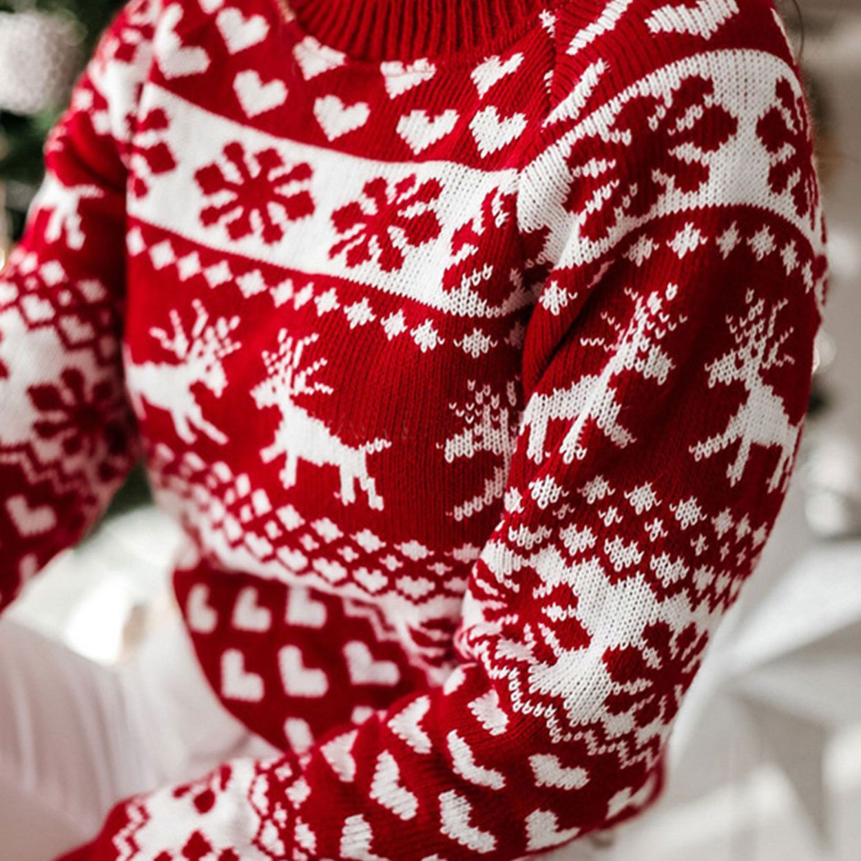 Damen Weihnachtspullover Traditionelles Muster Eveloria