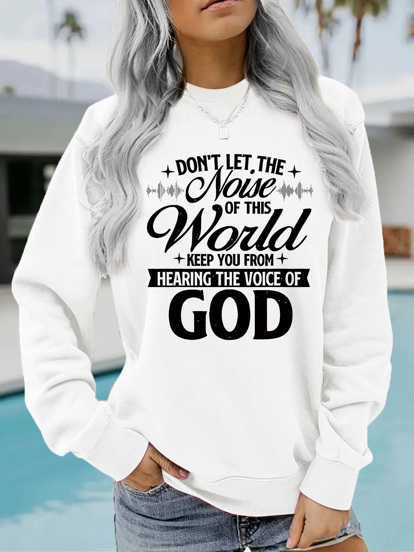 Damen Sweatshirt Bequem Mit Aufdruck Grau