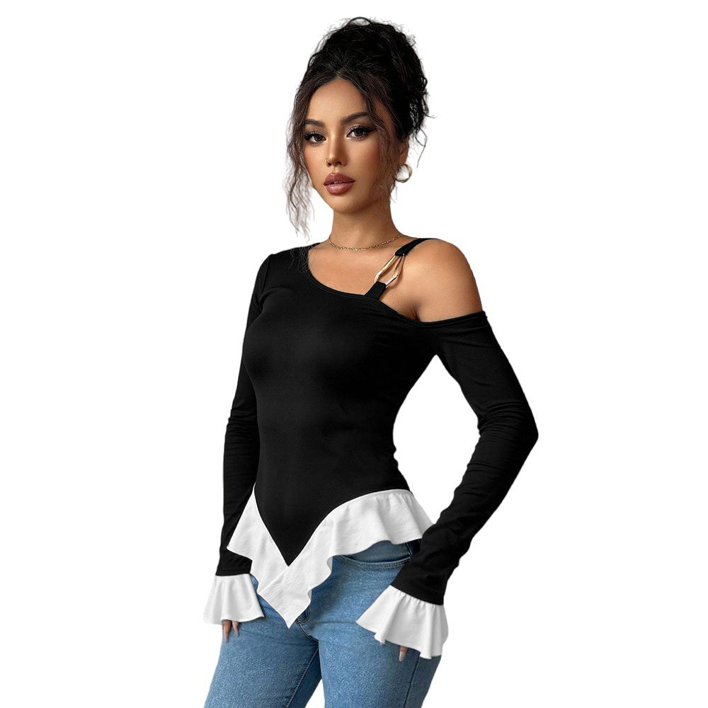 Damen Off-Shoulder Volant Bindeelement