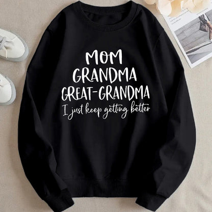 Damen Sweatshirt Familienaufdruck Bequem Grau Eveloria