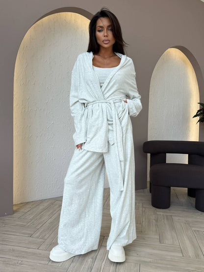 Damen Freizeitjacke Lässig Weiter Schnitt Mit Gürtel Anthrazit