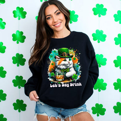 Damen Sweatshirt mit Katzenmotiv und Schriftzug
