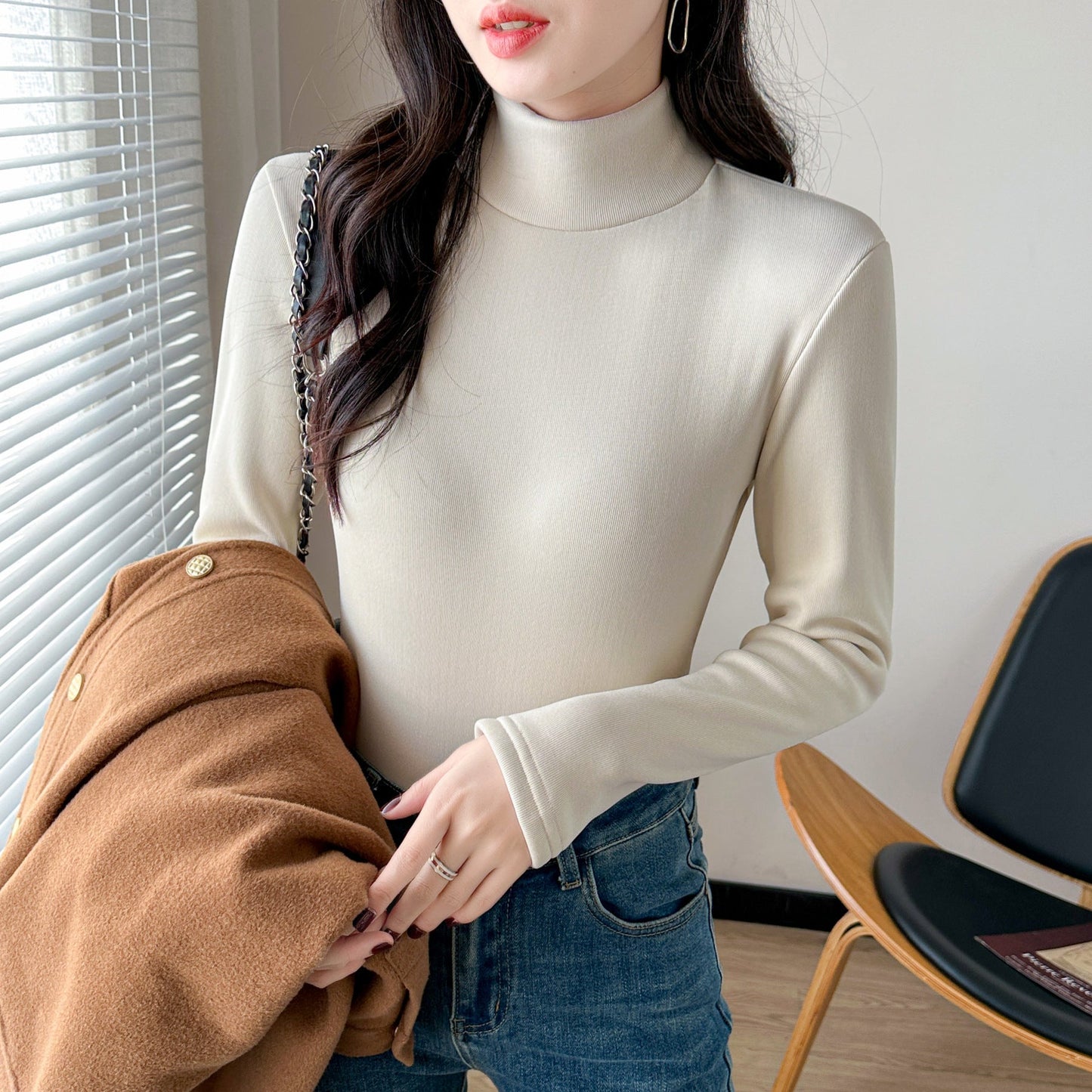 Damen Rollkragenpullover Langärmlig Eveloria