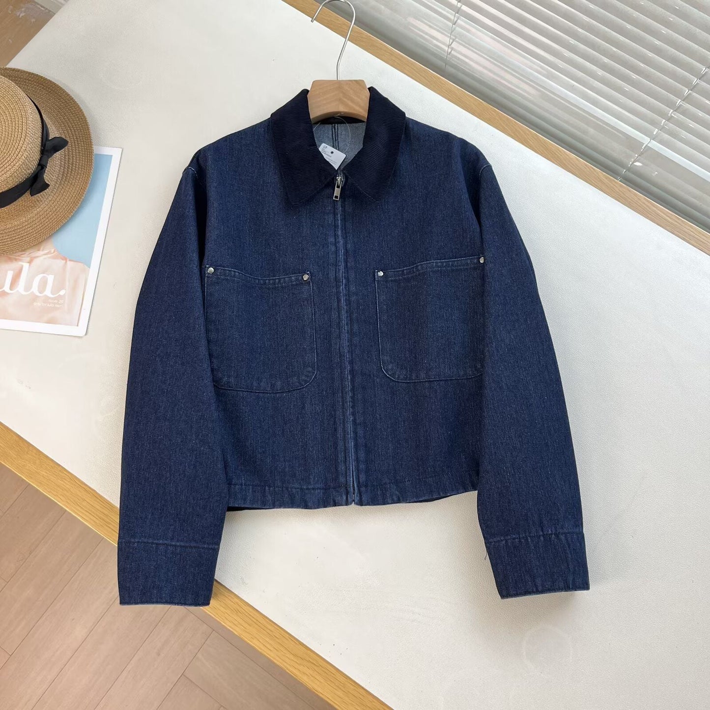 Damen Cropped Übergangsjacke Cordsäule Zeitlos Braun