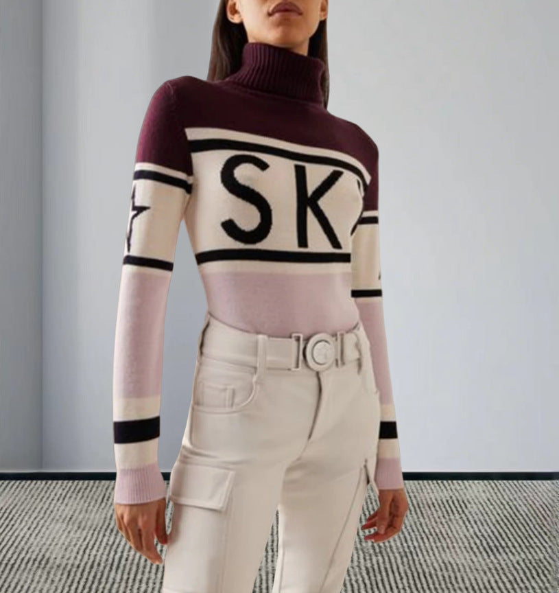 Damen Sportpullover Hochkragen Ski-Design Eveloria