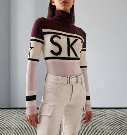 Damen Sportpullover Hochkragen Ski-Design Eveloria