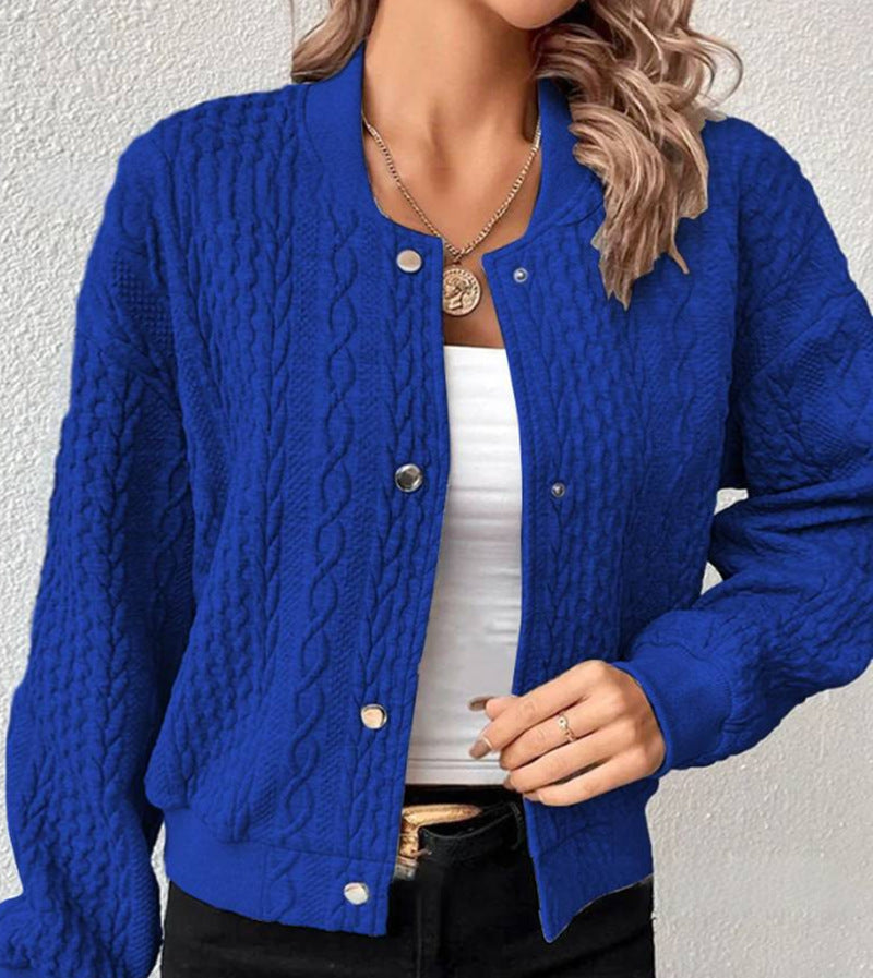 Damen Strickjacke Zopfmuster Elegantes Design Blau Eveloria