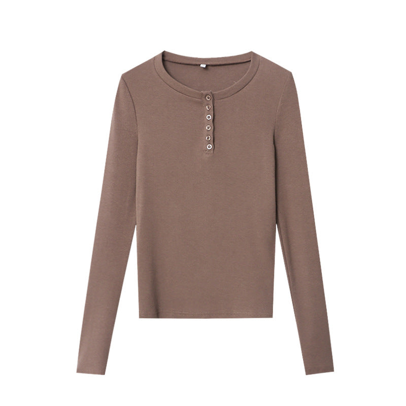 Damen Langarmshirt Knopfleiste Casual Stil Weiße Farbe Eveloria