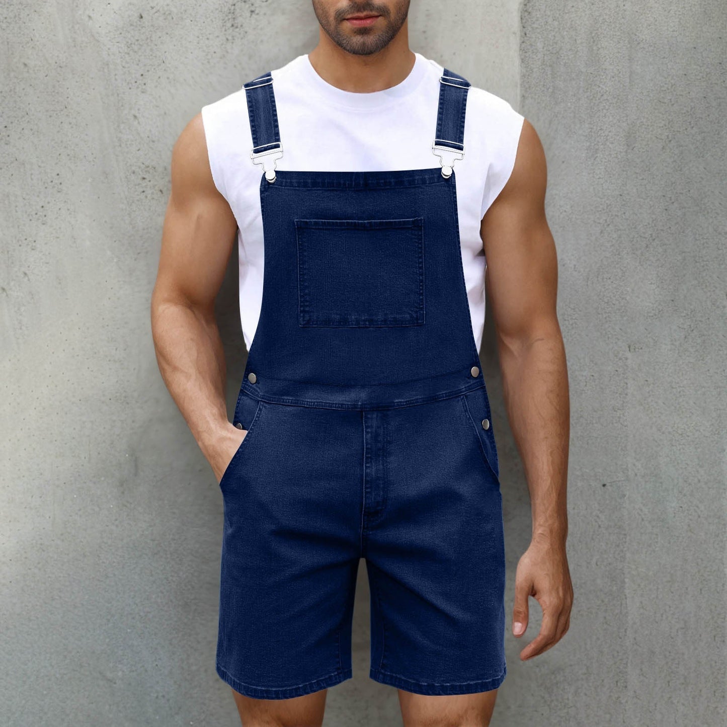 Herren Denim-Latzhose Relaxed Fit Blau