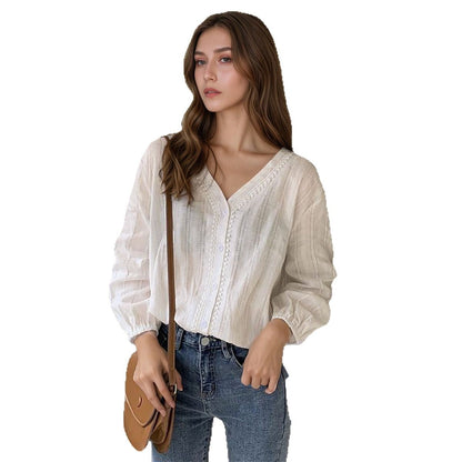 Damen Bluse aus Seide mit Knöpfen und luftigem Schnitt