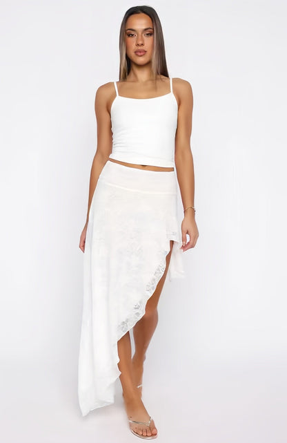 Damen Asymmetrisches Kleid Spitzenrock Bustier-Oberteil