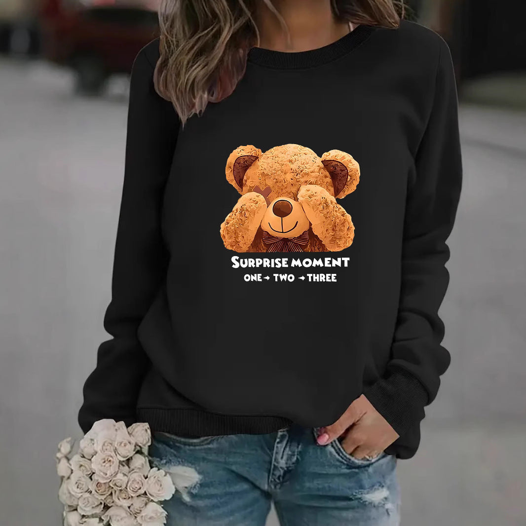 Damen Sweatshirt Bärenmotiv Baumwolle Weiß - Eveloria