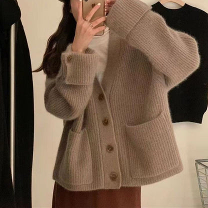 Damen Grobstrickcardigan mit Taschen Eveloria