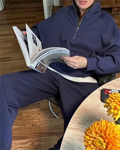 Damen Fleece Sportanzug Kurz Reißverschluss Elastisch Eveloria