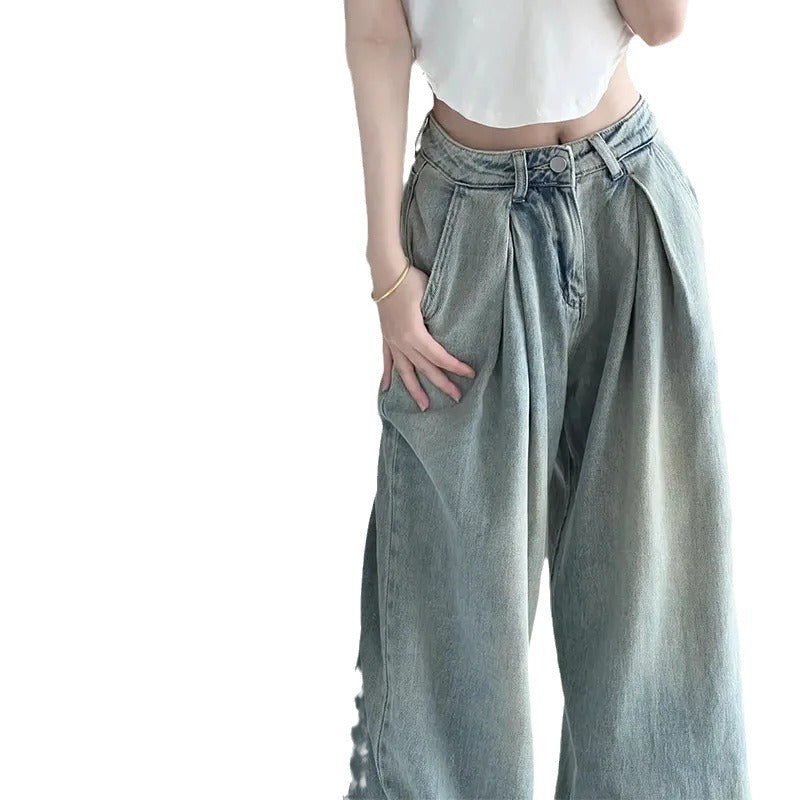 Damen Hochtaillen Jeans Weit Eveloria