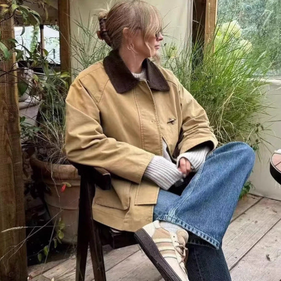 Damen Übergangsjacke Stehkragen Taschen Eveloria